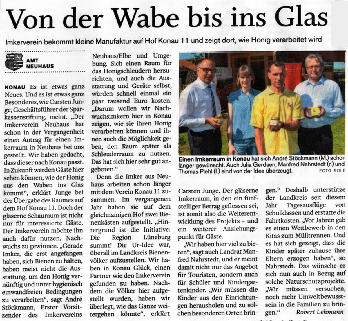 "Von der Wabe bis ins Glas": Beitrag der Schweriner Volkszeitung vom 9. Mai 2018.